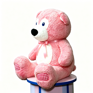 Customize <b>Pink</b> teddy <b>bear</b> plush, gingham paw stuffed <b>bear</b>, satin bow <b>bear</b> toy, cottagecore plush, girls <b>pink</b> <b>bear</b> gift - Product Image 2