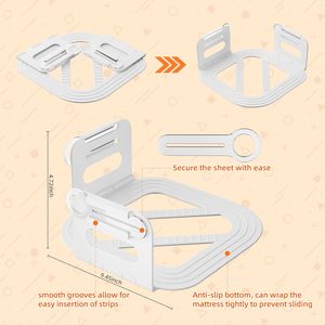 <b>Bed</b> <b>Sheet</b> Holder with Strips <b>Fitted</b> <b>Sheet</b> Strips Holder Bedding Fastener No More Loose <b>Sheet</b> Fits Mattress Easy Installation - Product Image 4