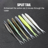 Leurre de pêche Spinpoler Jerkbait souple à queue fendue, type Minnow et Shad, en plastique, pour technique Drop Shot, pour la pêche au Black-bass, à la Truite et en eau salée