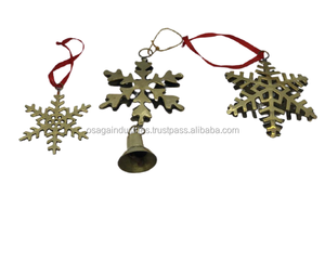 ทองแดงชุบชุด3ต้นคริสต์มาสตกแต่งโลหะหรูหราออกแบบSNOWFLAKEแขวนเครื่องประดับ - Product Image 4