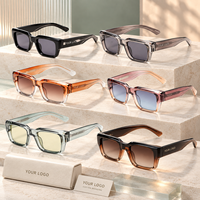 CONCHEN Lunettes de soleil rétro rectangulaires pour femmes, verres dégradés, branches larges transparentes, protection UV400, vente en gros