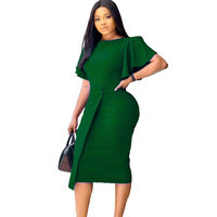Jupe crayon pour femmes grandes tailles, élégante robe moulante à manches volantées pour le bureau, style africain et européen