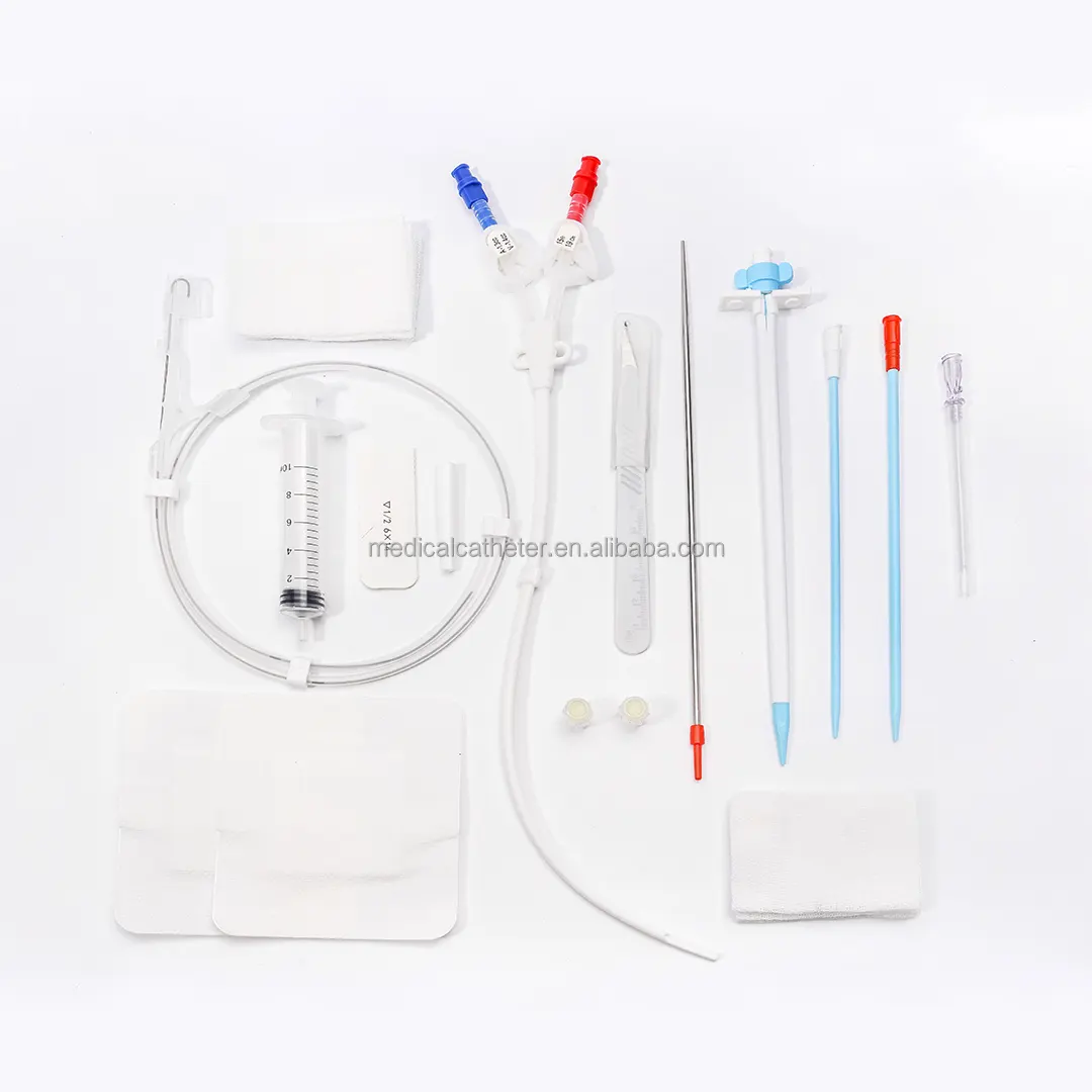 Catetere per emodialisi a lungo termine prodotti per la purificazione del sangue permanente kit personalizzato curvo dritto a doppio lume vari set