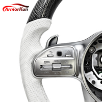 Volant luxueux et exquis en cuir blanc et fibre de carbone pour Mercedes-Benz Classe C, Classe E, GLC, GLE, CLS