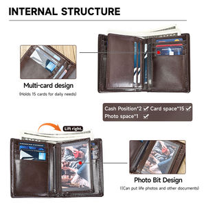 Business Short Bifold Men's <b>Wallet</b> Leather <b>Card</b> <b>Holder</b> RFID Blocking <b>Wallet</b> Genuine Leather <b>Wallets</b> for Men - Product Image 5