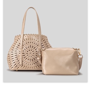 New Casual Tote Bag Genuine Cowhide Leather Letter Single-Shoulder Perforated Vegetable Basket Zipper <strong>Mina</strong> Women Crossbody Bag - Product Image 1