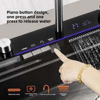 Évier de cuisine moderne fait main, cascade de pluie volante, revêtement nano, acier inoxydable 304, évier simple, multifonctionnel, noir, intelligent