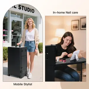 <span class=keywords><strong>OBOX</strong></span> OEM/ODM Bureau de manucure et table à ongles en cuir PU et métal de qualité supérieure, moderne/classique, pour utilisation en salon de beauté - Product Image 3