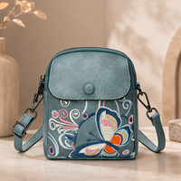 Sac bandoulière tendance pour femme, broderie papillon, sac de créateur, petit sac à main en cuir PU, vente en gros OEM ODM 20 pièces