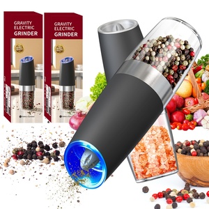 Battery Operated Salt <b>Pepper</b> Automatic Salt <b>Grinder</b> Electric Salt and <b>Pepper</b> <b>Grinders</b> with Blue LED Light Adjustable Coarseness - Product Image 1