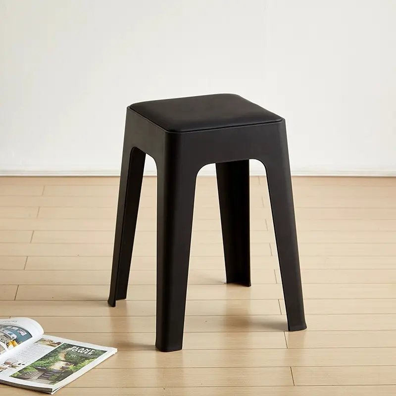현대 북유럽 빛 고급 플라스틱 사각 의자 두꺼운 홈 식탁 높은 벤치 패션 고무 의자 간단한 우아한