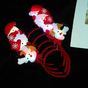แฟชั่นใหม่ Headwear กวางเรนเดียร์เครื่องประดับไฟ LED แถบคาดศีรษะผมสายไฟ Mas Santa กวางเรนเดียร์ตุ๊กตาหิมะหมี