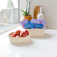 Panier de rangement en corde de coton naturel tissé petit panier d'organisation bébé pépinière chien jouets paniers