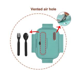 Boîte à lunch bento hermétique <span class=keywords><strong>en</strong></span> <span class=keywords><strong>verre</strong></span> avec couverts, 3 compartiments, compatible micro-ondes, sans BPA, écologique - Product Image 3
