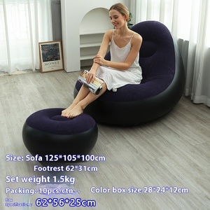 Sofá inflable para exteriores, tumbona portátil con bomba de aire, silla de aire, muebles para acampar, sofá perezoso plegable para interiores y exteriores - Product Image 6