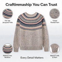 Pull en laine jacquard Fair Isle pour femme, série Noël, sans couture, une pièce, chaud et décontracté pour l'hiver, OEM ODM