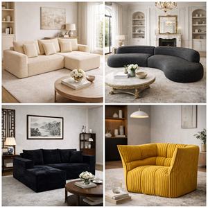 Sofá Modular de Tela de Pana Multifuncional en Forma de L, Comprimido, Blanco, Completamente de Esponja, en Oferta - Product Image 6