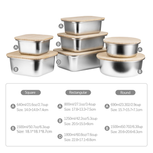 Ikoo thép không gỉ <span class=keywords><strong>container</strong></span> thực phẩm Hộp Ăn Trưa với nắp gỗ số lượng lớn <span class=keywords><strong>container</strong></span> lưu trữ thực phẩm kim loại cho người lớn và trẻ em trường - Product Image 2