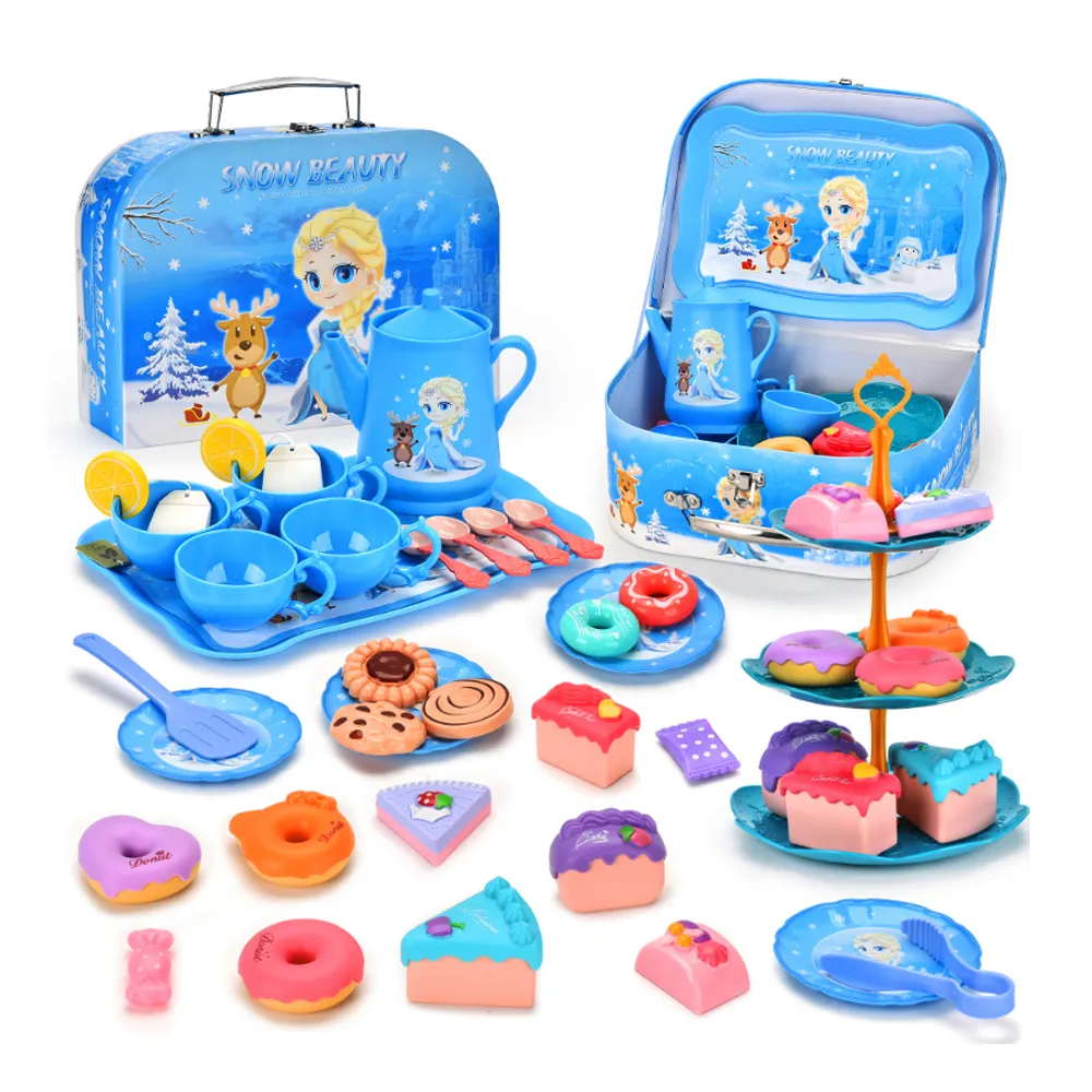 Juego de fiesta de té para niñas pequeñas Frozen Toys Edition Juego de té mágico de princesa Elsa para Jóvenes Exploradores Tetera de estaño y tazas incluidas