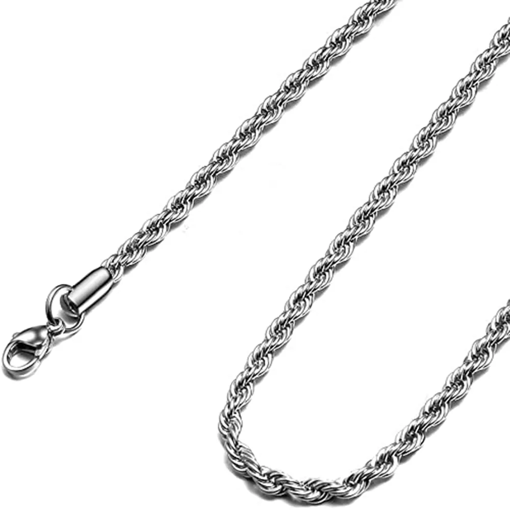 Stainless steel Braided Twist Chain Rope Chain Jewelry Necklace with Lobster Clasp