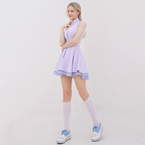 Robe de golf et de tennis pour femmes, vente chaude, fermeture éclair sur le devant, col montant, respirante, coupe ajustée, taille cintrée, robe à volants avec poches, shorts - Product Image 4