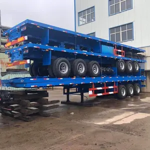 卡车拖车平板拖车3轴集装箱运输车60吨13米平板拖车