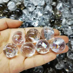 Natural Rock Crystal sphere Clear Quartz rainbow balls For Healing