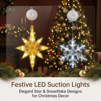 LED Schneeflocken-Stern Saugnapf-Lichter Batteriebetriebene Warmweiße Lichterketten für Schaufenster Navidad Weihnachten Fenster Wand Garten Dekoration