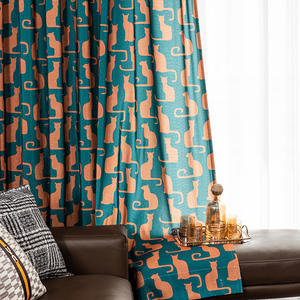 Tenda per finestra della camera da letto del soggiorno stampata in tessuto di cotone di lusso con Design gatto persiano per bambini - Product Image 1