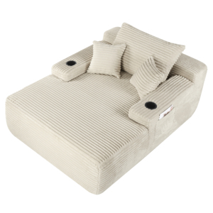 Airtight Flat Pack Vacuum Sealed Oversized Loveseat <b>Sofa</b> Deep Wide Striped Corduroy Fabric Modular <b>Inflatable</b> Rest Chaise - Product Image 4