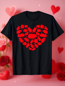 T-shirt da uomo a forma di cuore con stampa di criceti per San Valentino, 100% cotone, casual, girocollo, manica corta, vestibilità regolare, stampa frontale, in jersey - Product Image 2