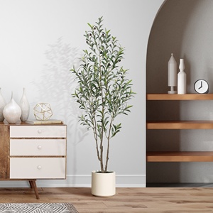 Albero di <span class=keywords><strong>Ulivo</strong></span> Artificiale con Vaso <span class=keywords><strong>Bianco</strong></span> Spazioso - Pianta di <span class=keywords><strong>Ulivo</strong></span> Alta a Tronco Multiplo con 5/7/9 Rami Realistici, 450/630/810 Foglie - Product Image 6
