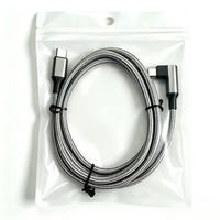 Kabel Data Ekstensi Tipe-C ke Tipe-C Sudut Kanan, Anyaman, Pengisian Cepat PD 60W 6A untuk Ponsel dan Tablet