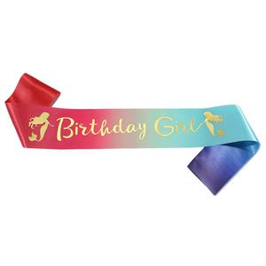 Banda de Cumpleaños de Sirena con Degradado Arcoíris - Material Satinado/Brillante, Talla Adulto/Niño, Buena Calidad, Entrega Rápida - Product Image 1