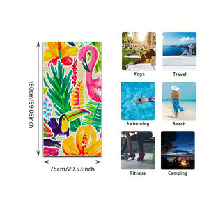 Toalla de playa con diseño de flamencos y flores tropicales, extragrande, de secado rápido, ligera, sin arena, para viajes, piscina, camping - Product Image 4