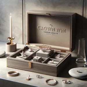 Mahkota win kotak cincin kardus kualitas tinggi mini travel kalung perhiasan kemasan & tampilan kotak hadiah set lengkap dengan kotak kertas logo