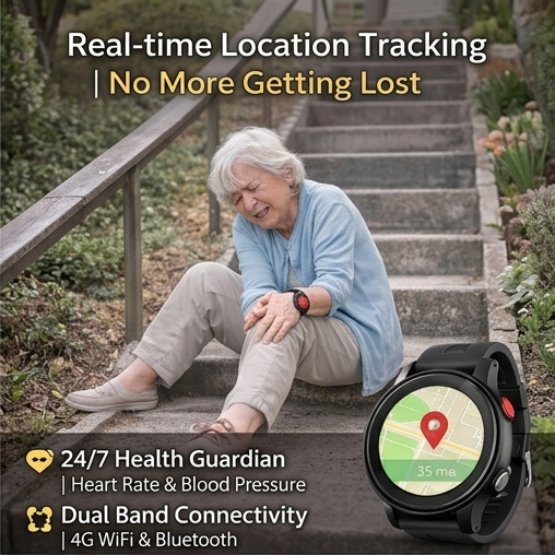 4G Senior Smart Watch GPS Tracking SOS Emergency Call Fall Detection Health Monitor AMOLED IP67 Waterproof Elderly Smartwatch