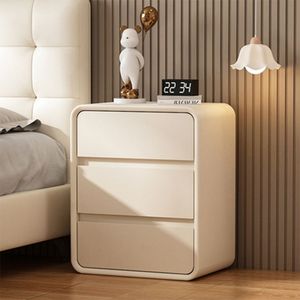 Mesita <span class=keywords><strong>de</strong></span> <span class=keywords><strong>Noche</strong></span> Nórdica <span class=keywords><strong>de</strong></span> Madera, Estilo Moderno, Color Blanco, Sencilla y Cálida, con 3 Cajones, Carga Inalámbrica, Exquisita, para Dormitorio Pequeño - Product Image 1