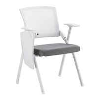 Chaise de conférence pliable en maille minimaliste empilable avec tablette d'écriture et accoudoirs - Chaise de bureau pour formation et étude avec base chromée