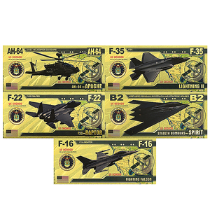 Banconota Militare Americana in Oro 24K da 1000 USD, Collezione Bifacciale 16x7cm, Aereo da Caccia ed Elicottero, Regalo per Appassionati di Aviazione - Product Image 1