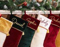 Chaussettes de Noël en velours personnalisées, décorations de Noël, cadeaux de Noël 2026