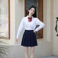Conjunto de Uniforme Escolar con Falda Plisada Estilo Universitario, Uniforme para Estudiantes de Secundaria y Preparatoria, para Deportes y Graduación
