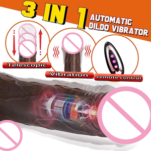 Vrouwelijke Telescopische Roterende Stuwende <span class=keywords><strong>Dildo</strong></span> Vibrator Volwassen Seksspeeltjes Vloeibare Siliconen Realistische Grote Donkerbruine <span class=keywords><strong>Dildo</strong></span> Voor Vrouw - Product Image 2