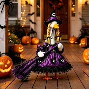 Costume de sorcière pour oie de porche d'Halloween, tenue de cosplay pour statue de jardin de 23 pouces, décoration festive pour fête et maison - Product Image 2
