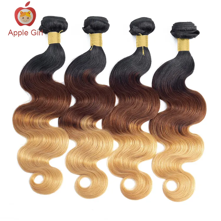 Mink Brazilian Body Wave Hair 1b/4/27 Honey Blonde Color Ombre Hair Bundles Pre-Colored Apple Girl Remy Human Hair Weave Bundles