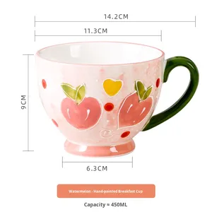 Taza <span class=keywords><strong>de</strong></span> avena <span class=keywords><strong>de</strong></span> fruta <span class=keywords><strong>de</strong></span> cerámica pintada a mano, taza creativa <span class=keywords><strong>de</strong></span> café <span class=keywords><strong>de</strong></span> <span class=keywords><strong>la</strong></span> <span class=keywords><strong>mañana</strong></span>, té <span class=keywords><strong>de</strong></span> <span class=keywords><strong>la</strong></span> tarde, taza <span class=keywords><strong>de</strong></span> leche para mujeres, lindo desayuno, fiesta, bebida - Product Image 6