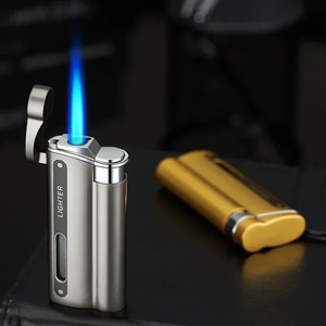 Briquet à <span class=keywords><strong>flamme</strong></span> KY Torch en métal, briquet à gaz butane, briquets à cigarettes gonflables, accessoires de fumeur coupe-vent pour hommes - Product Image 3