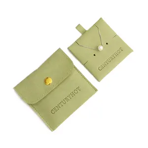 custom logo necklace earring packaging bags and box folded microfiber envelope bag button jewelry microfiber envelope pouch