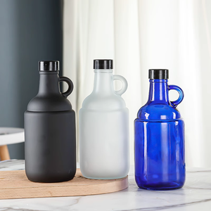 Botella de Vidrio Vacía para Vino, Color Negro, Azul, Ámbar, Esmerilado, Estilo California, 1000 ml, Jarra de Vidrio para Elaboración Casera de Alcohol, Vino de Cereza, con Asa - Product Image 4