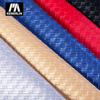 Tissu en PVC texturé imitation paille de bambou Kemerlin, résistant à l'eau, pour sacs, bagages, sièges de voiture et décoration douce